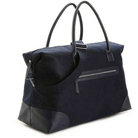 Navy blue felt weekender - Picture 3 of 5
